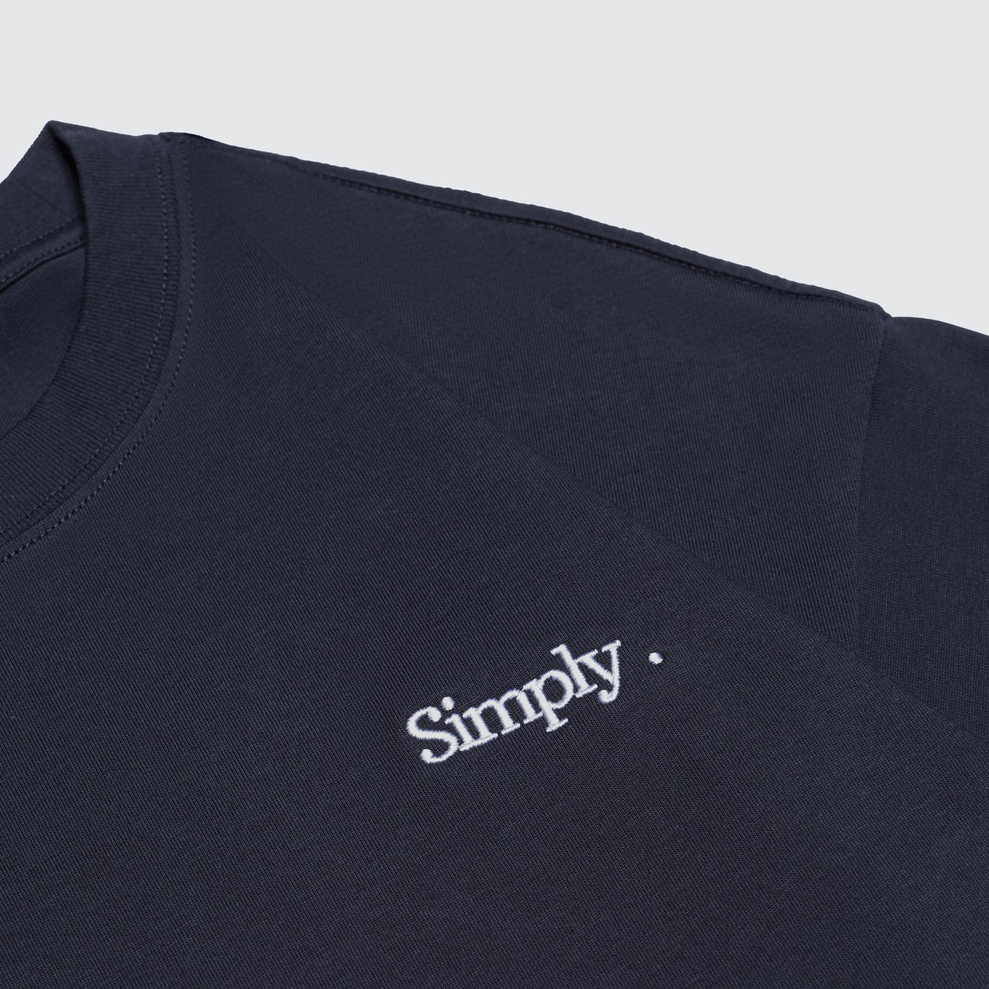 Simply . Men's Oversized Embroidery T Shirt (Navy) [250 gsm] - Simply 