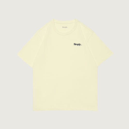Simply . Women's Oversized Embroidery T Shirt (Cream) [270gsm] - Simply 