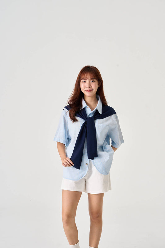 Unisex Textured Overshirt (Baby Blue) - Simply 