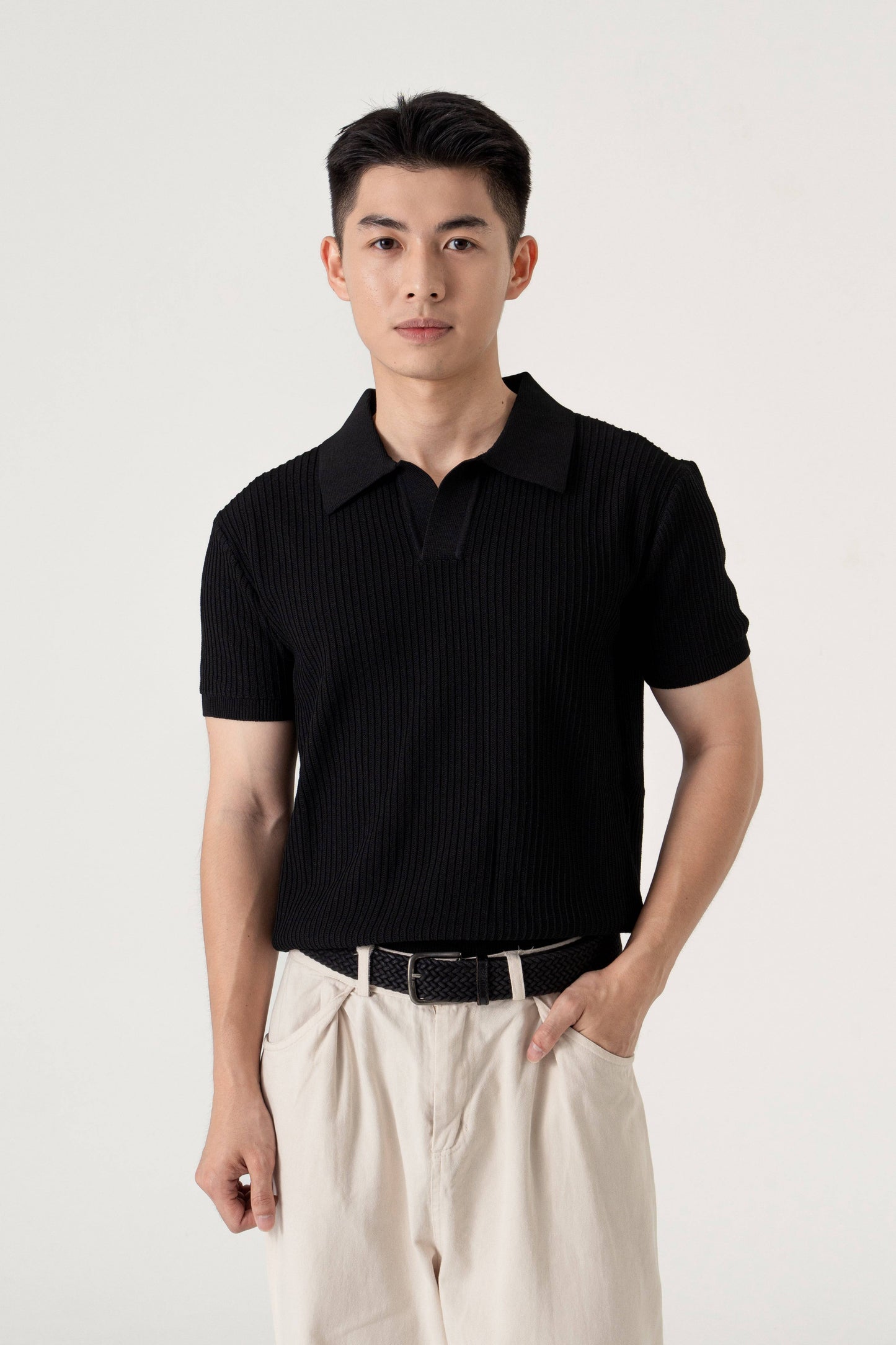Unisex Machine Washable Knitted Open Collar Polo - Simply 