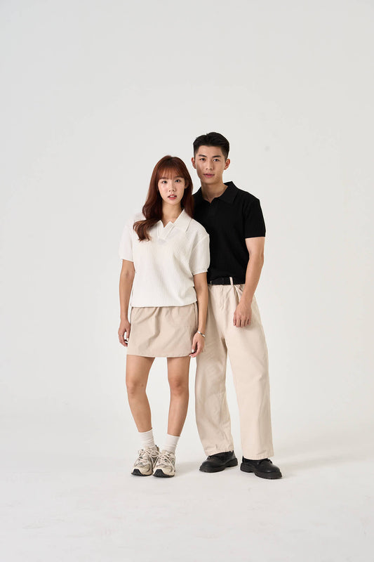 Unisex Machine Washable Knitted Open Collar Polo - Simply 