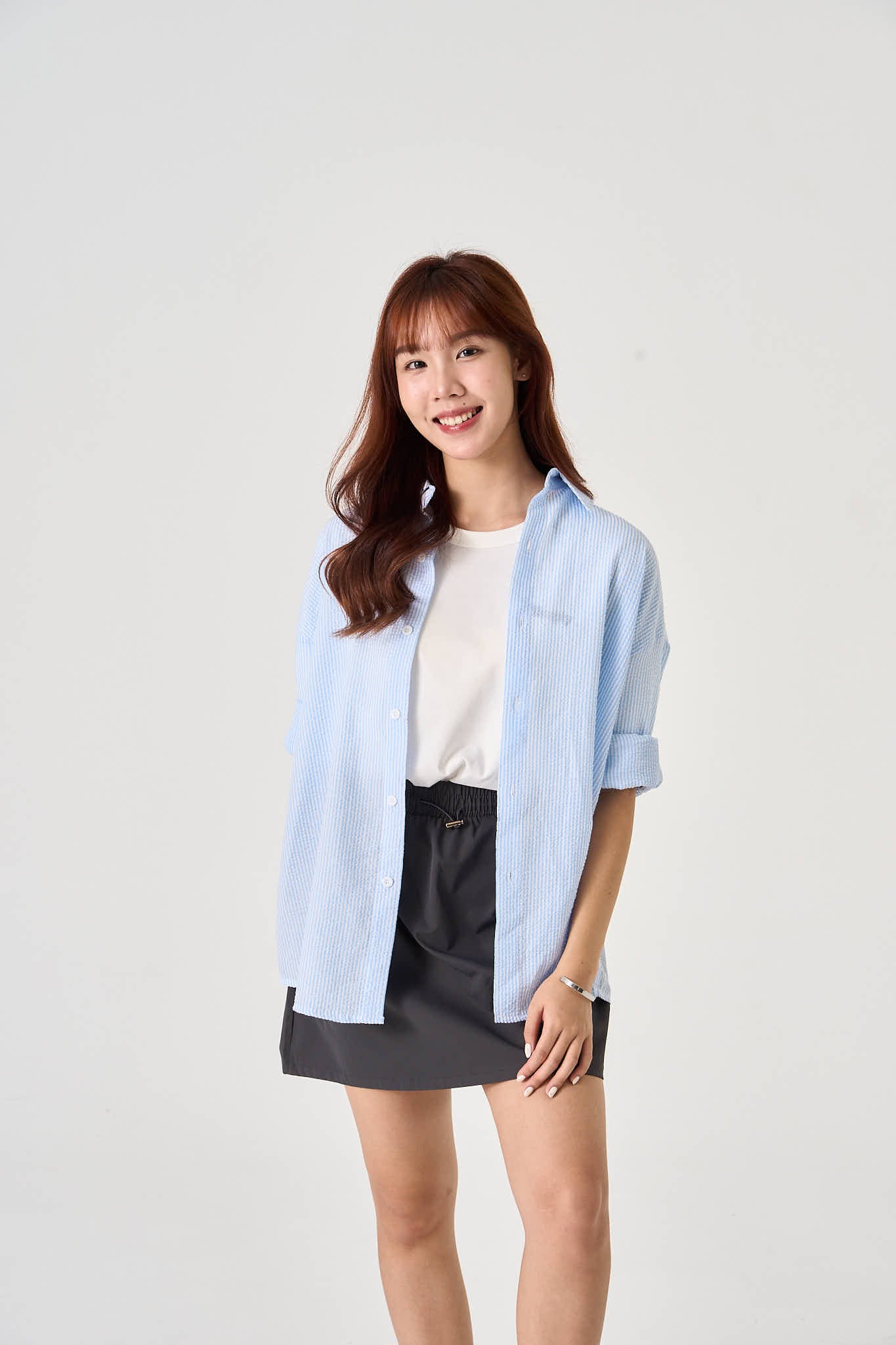 Unisex textured Long Sleeve Overshirt (Baby Blue) - Simply 