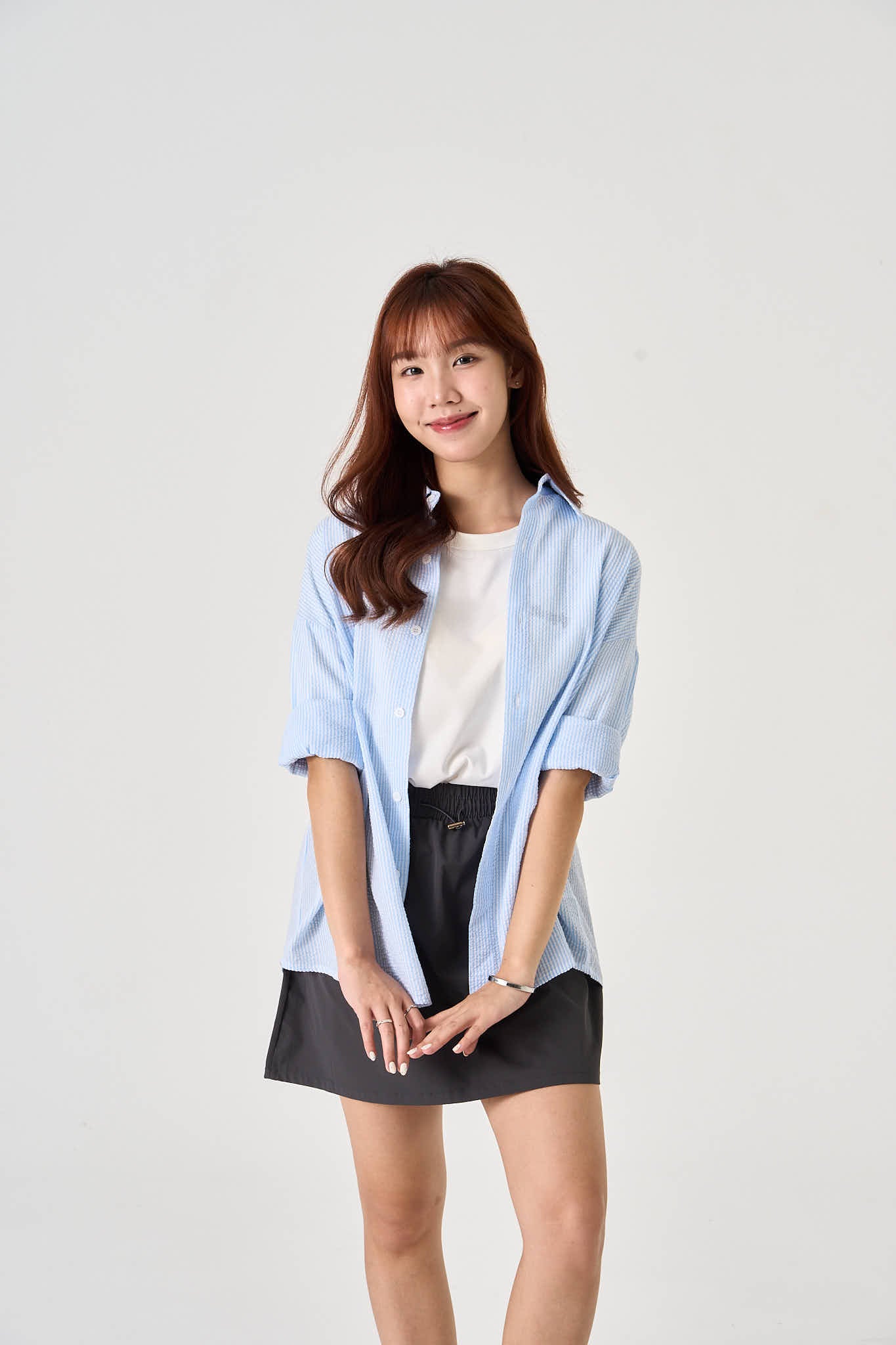 Unisex textured Long Sleeve Overshirt (Baby Blue) - Simply 