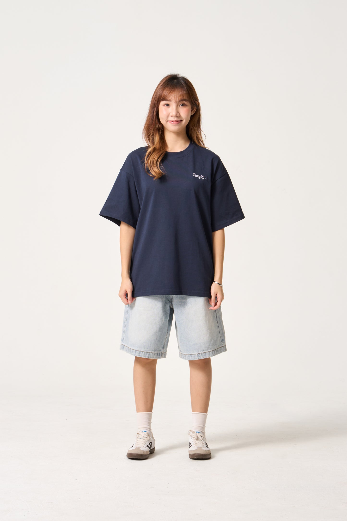 Simply . Unisex Knee Length Denim Shorts (Light Blue) - Simply 