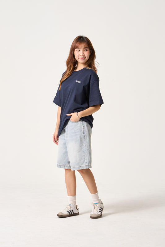 Simply . Unisex Knee Length Denim Shorts (Light Blue) - Simply 