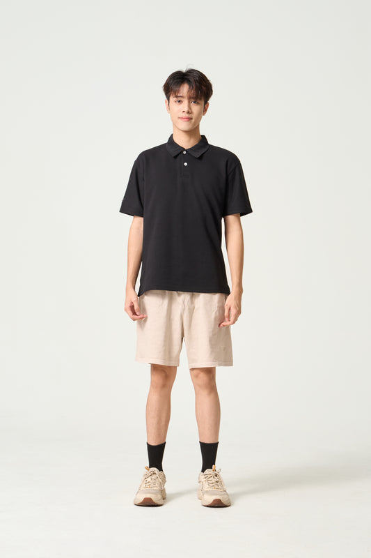 Simply . Unisex Casual Oversized Polo (Black) - Simply 