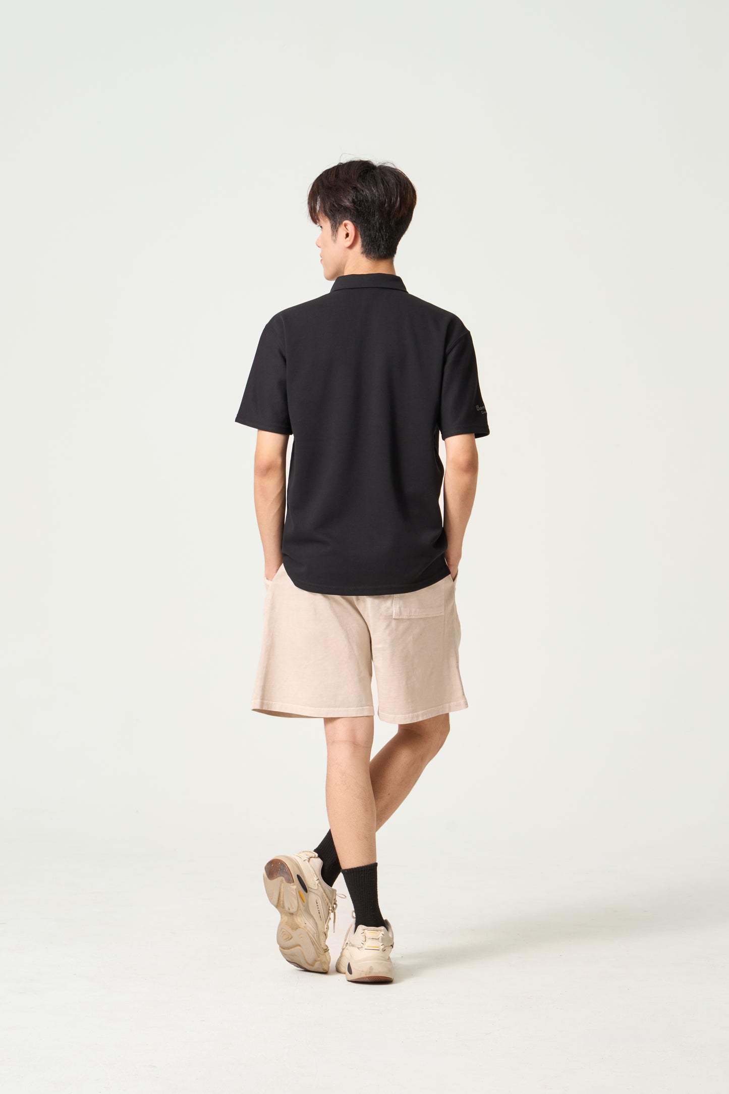 Simply . Unisex Casual Oversized Polo (Black) - Simply 