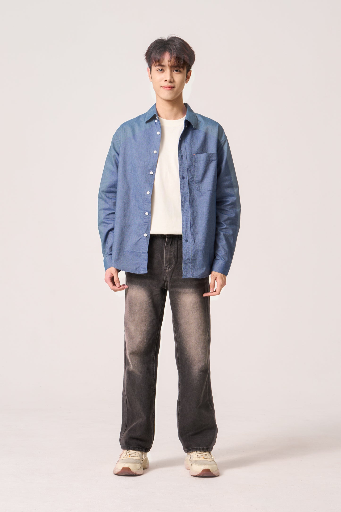 Simply . Men's Denim Jersey Outerwear (Blue) - Simply 