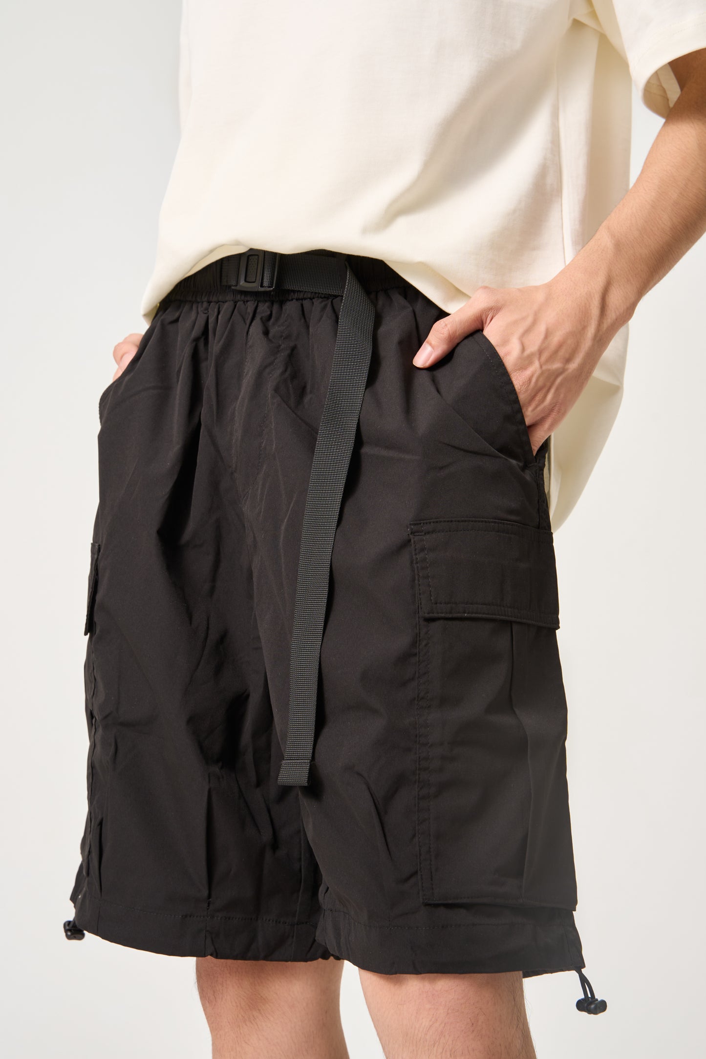 Simply . Men's Cargo Shorts (Black) - Simply 