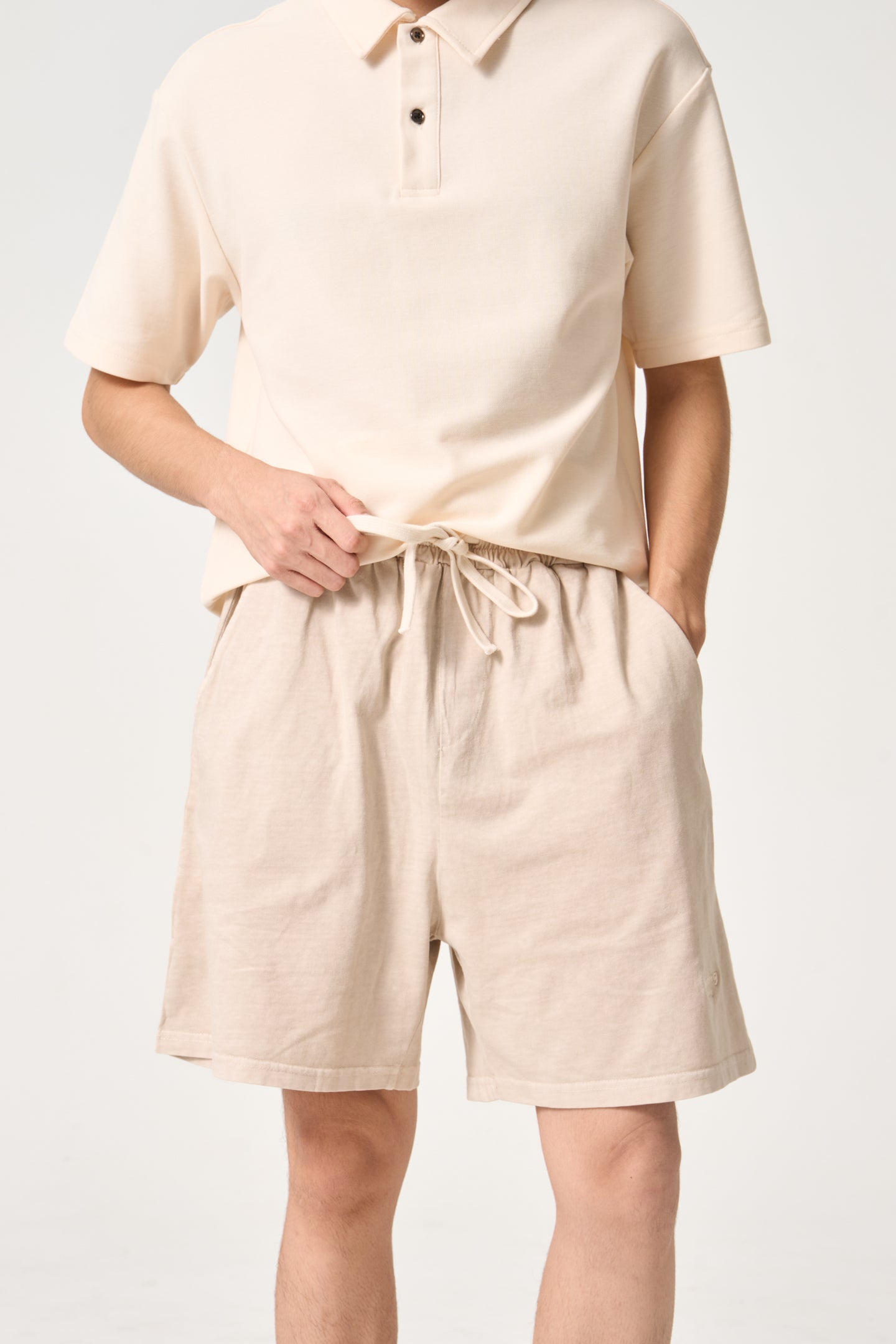 Simply . Men's Vintage Embroidered Easy Shorts (Vintage Cream) - Simply 