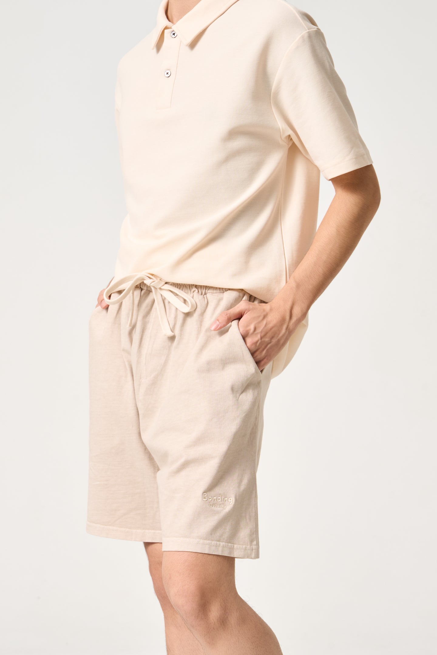 Simply . Men's Vintage Embroidered Easy Shorts (Vintage Cream) - Simply 