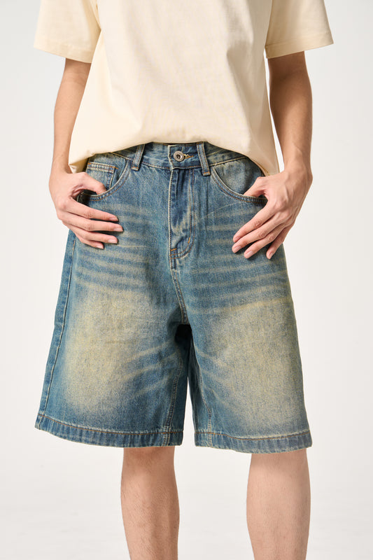 Simply . Unisex Knee Length Denim Shorts (Vintage Blue) - Simply 