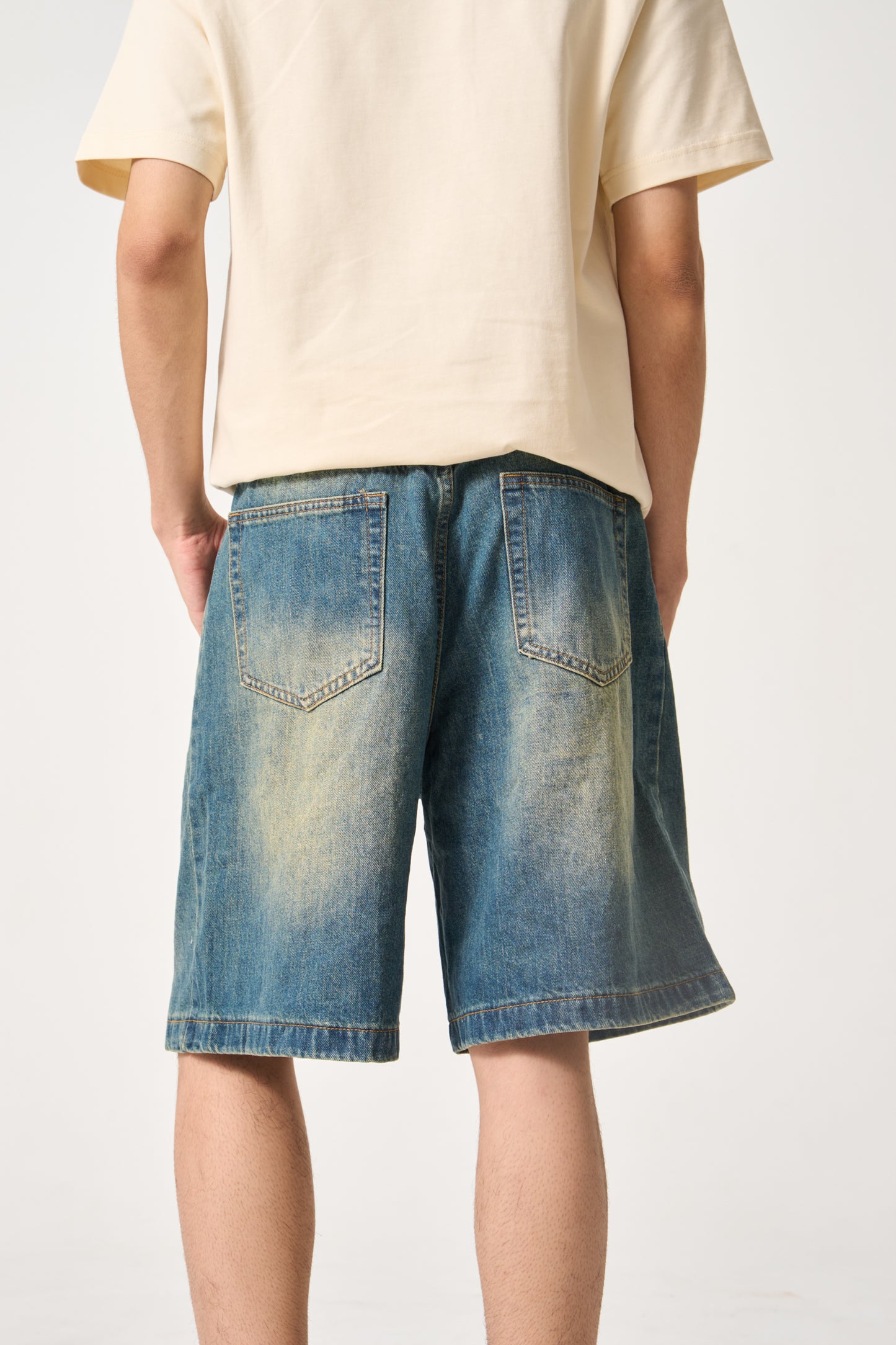 Simply . Unisex Knee Length Denim Shorts (Vintage Blue) - Simply 