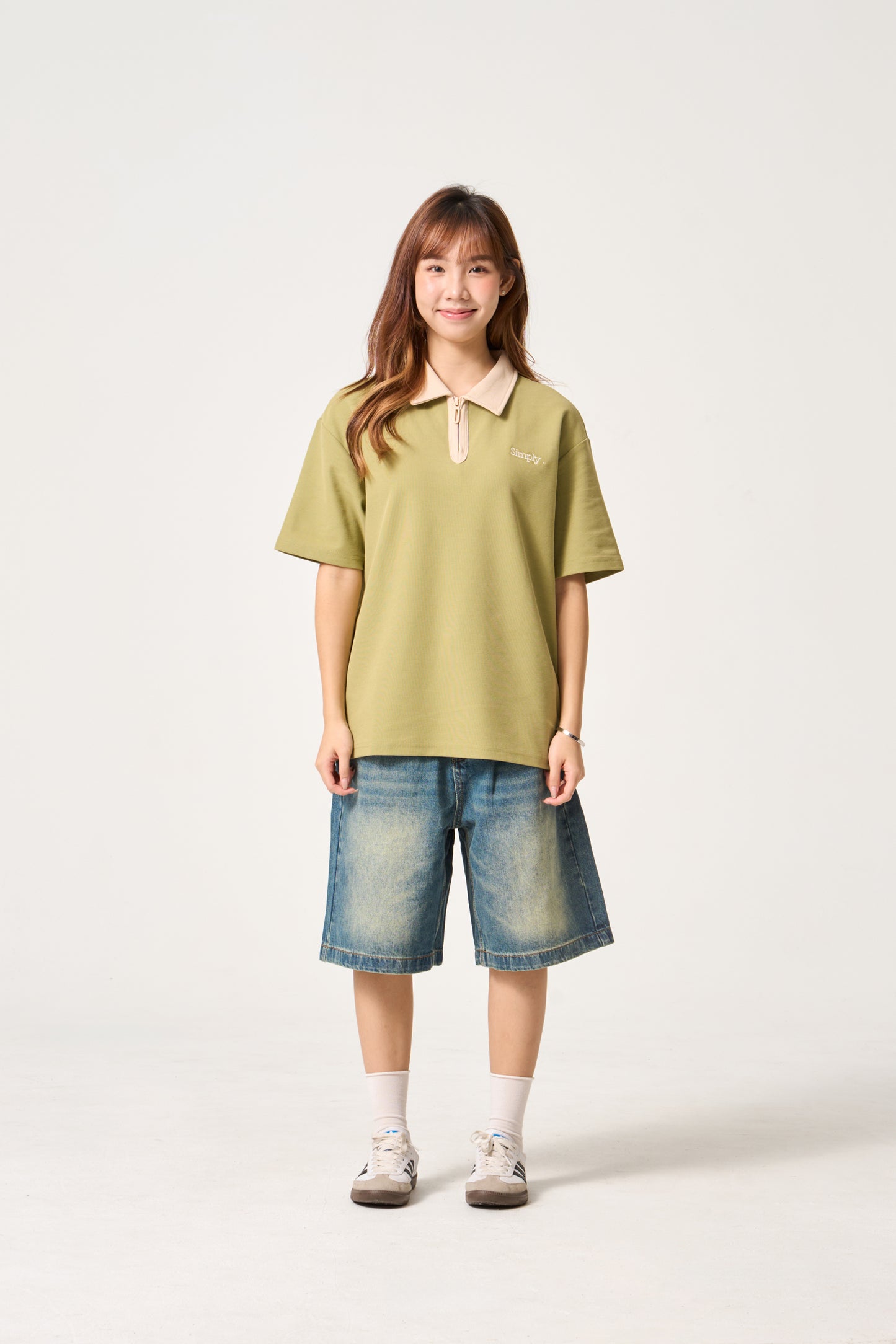 Simply . Unisex Zipper Polo (Avocado Green) - Simply 