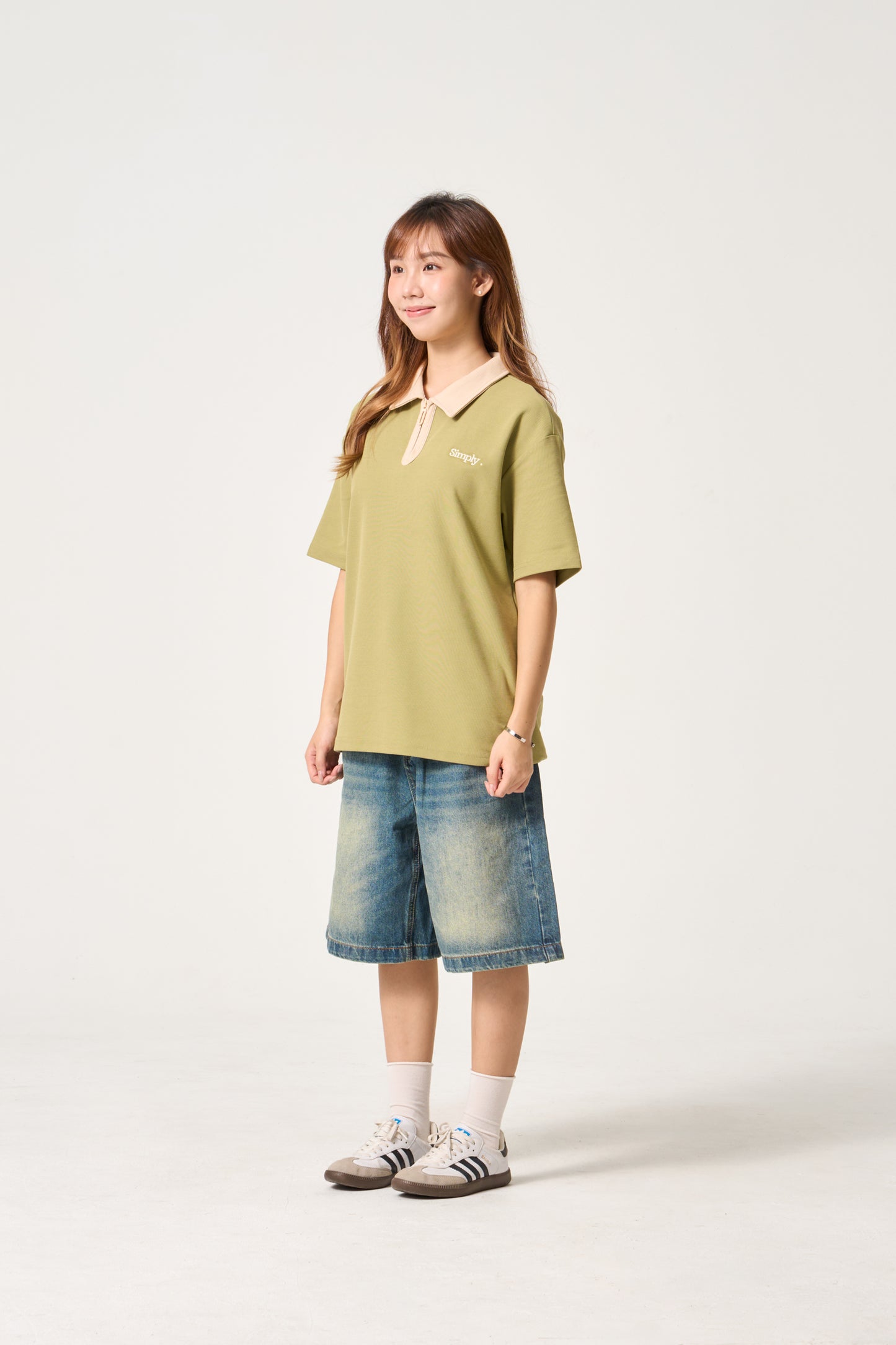 Simply . Unisex Zipper Polo (Avocado Green) - Simply 