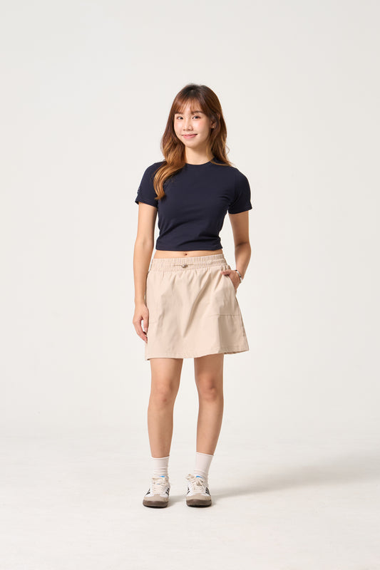 Simply . Women's Sleeve Embroidered Crop Top (Navy) - Simply 