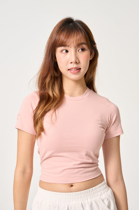 Simply . Women's Sleeve Embroidered Crop Top (Pink) - Simply 