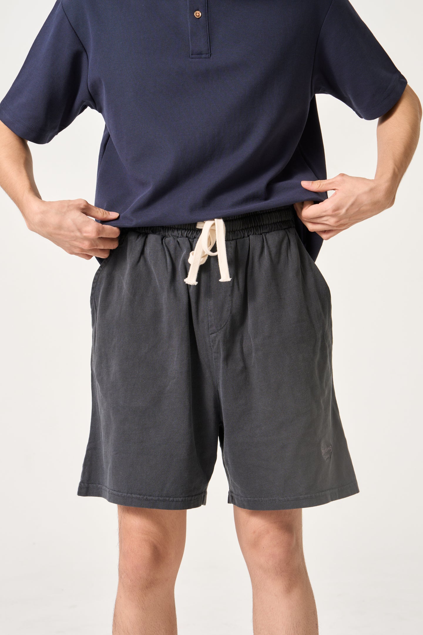 Simply . Vintage Embroidered Easy Shorts (Vintage Grey) - Simply 