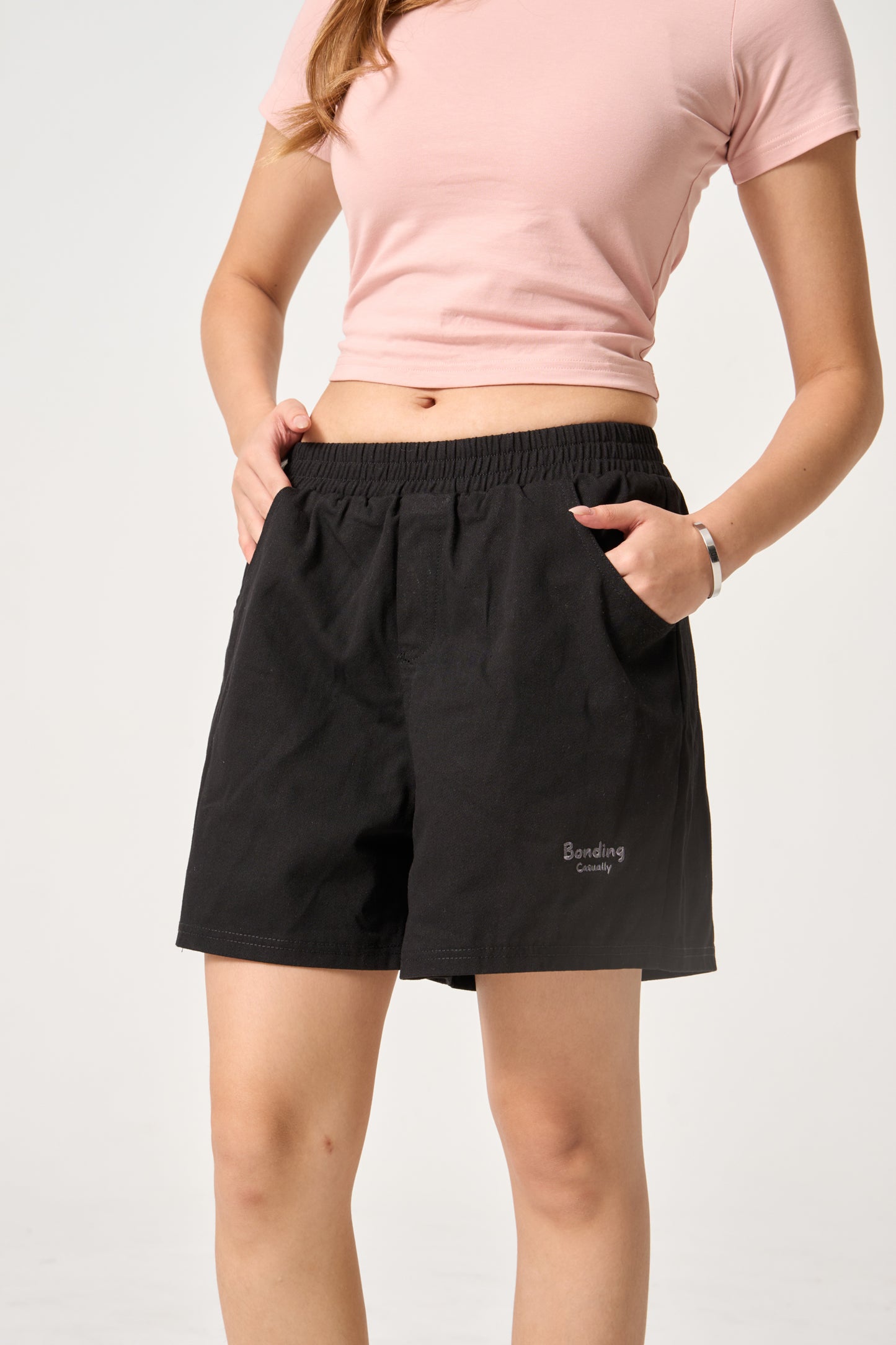 Simply . Women's Embroidered Easy Shorts (Black) [Quality Compromise] - Simply 