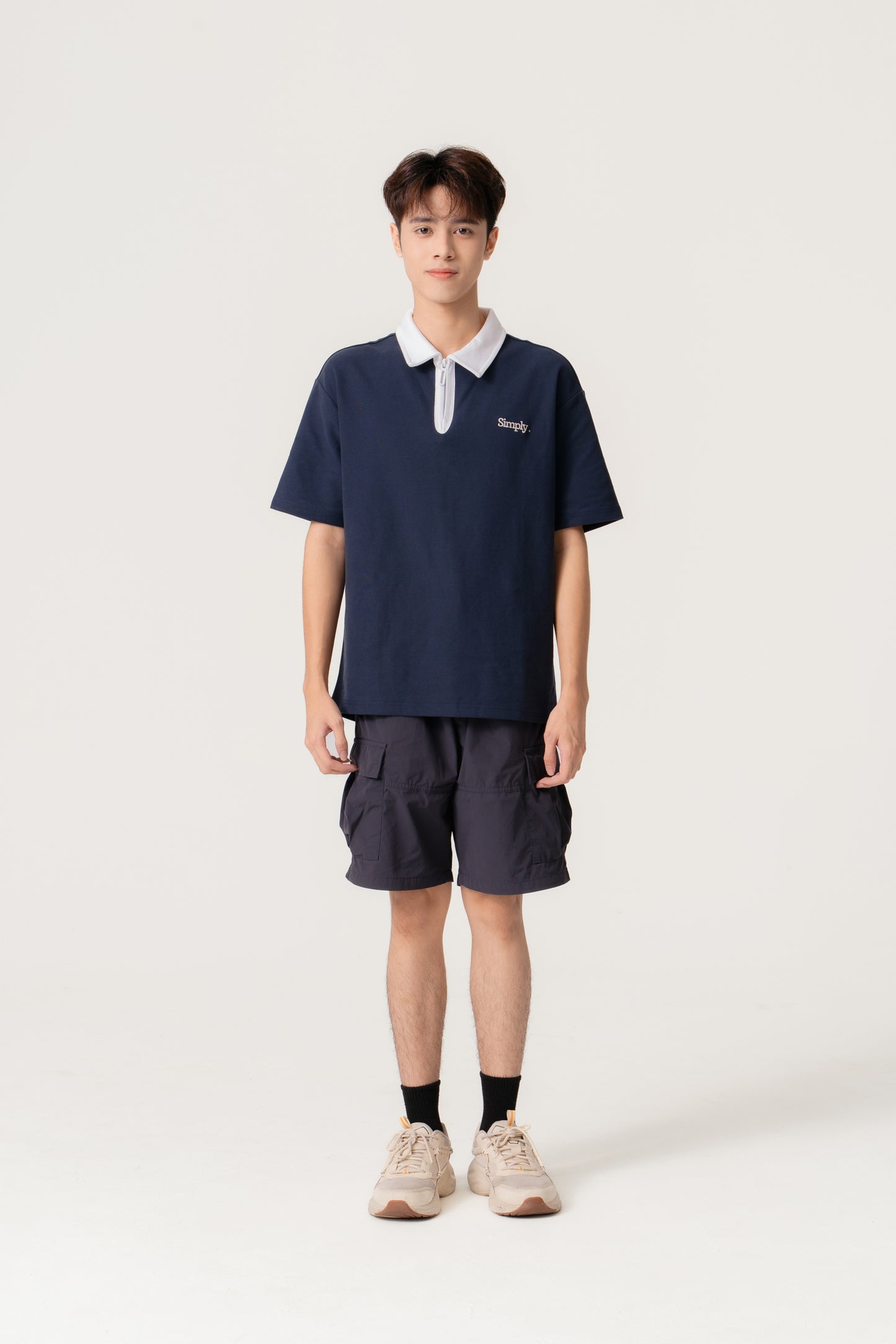 Simply . Unisex Zipper Polo (Navy) - Simply 