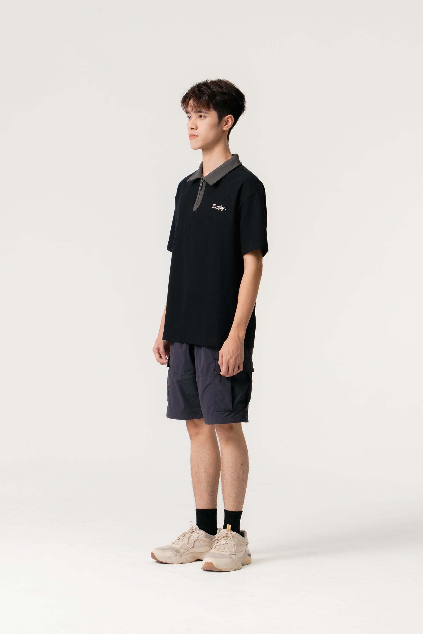 Simply . Unisex Zipper Polo (Black) - Simply 