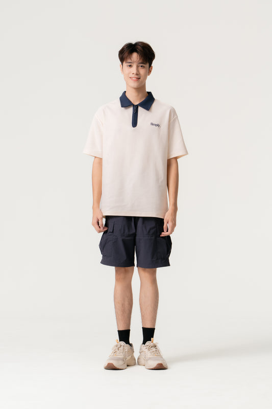 Simply . Unisex Zipper Polo (Cream) - Simply 