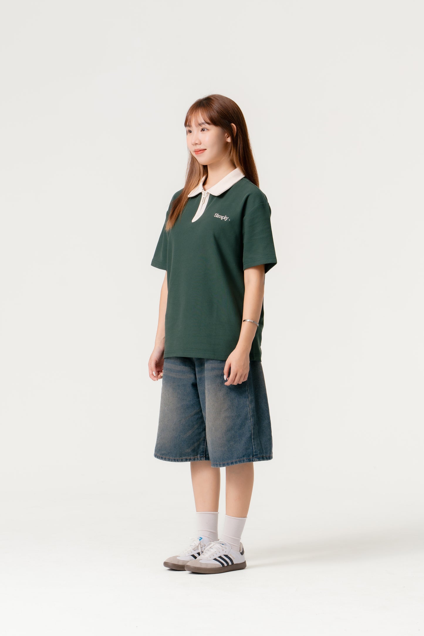 Simply . Unisex Zipper Polo (Dark Green) - Simply 