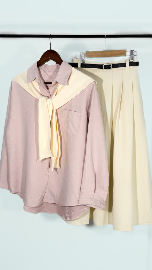 Bundle Deal 2 - Korean Styled Long Sleeve + Pleated Skirt (RRP: S$62.40) - Simply 