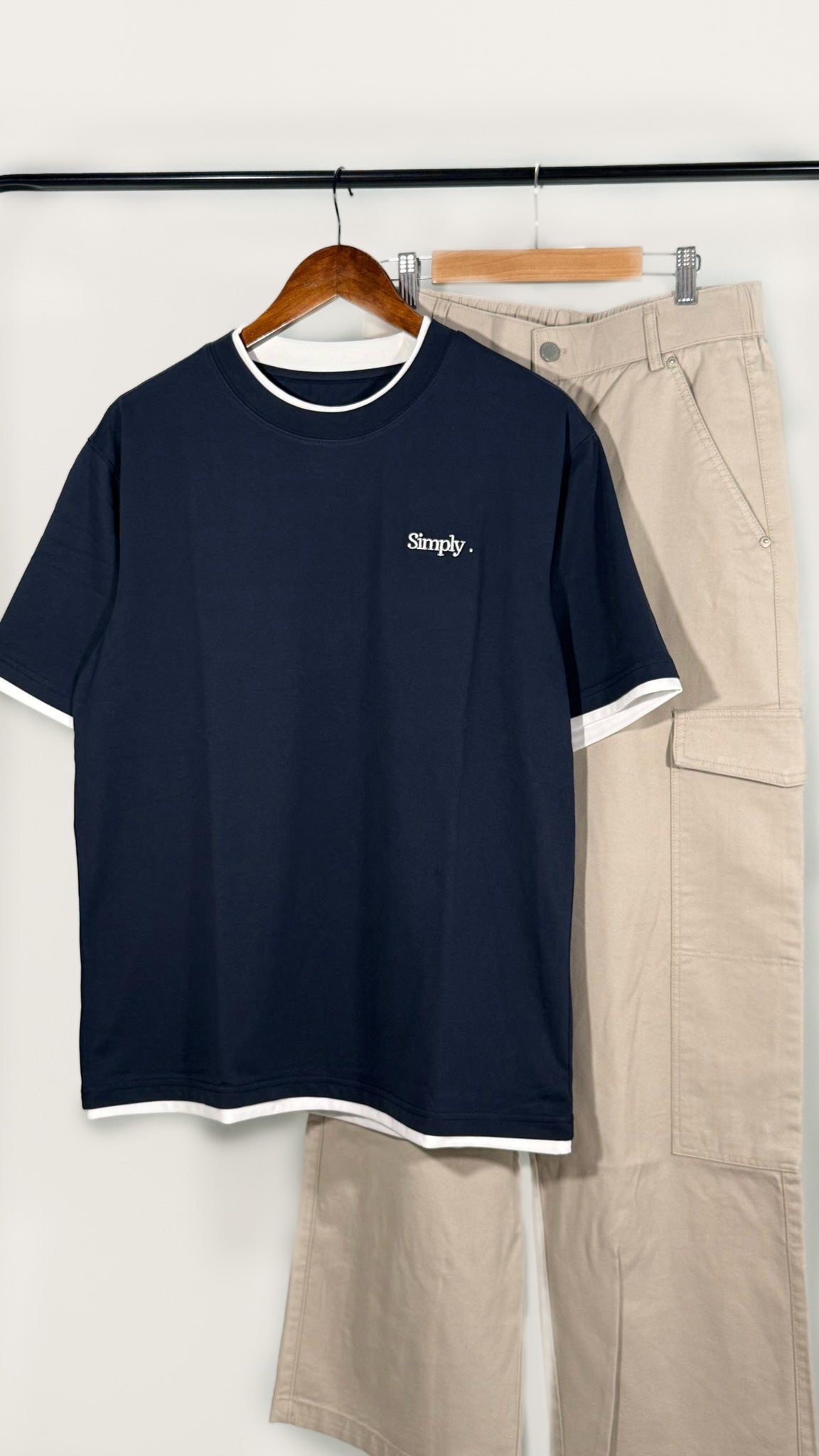 Simply . Unisex Layered Tee (Navy/White) - Simply 