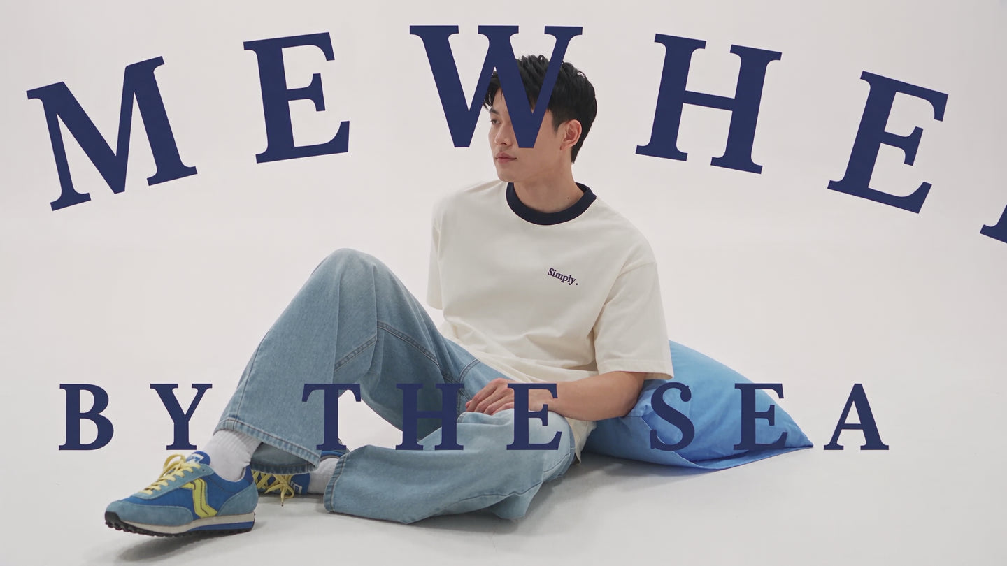 Simply. First Unisex Oversized Bi-Colour Graphic T [250 gsm - Long Staple Cotton] (White & Navy)