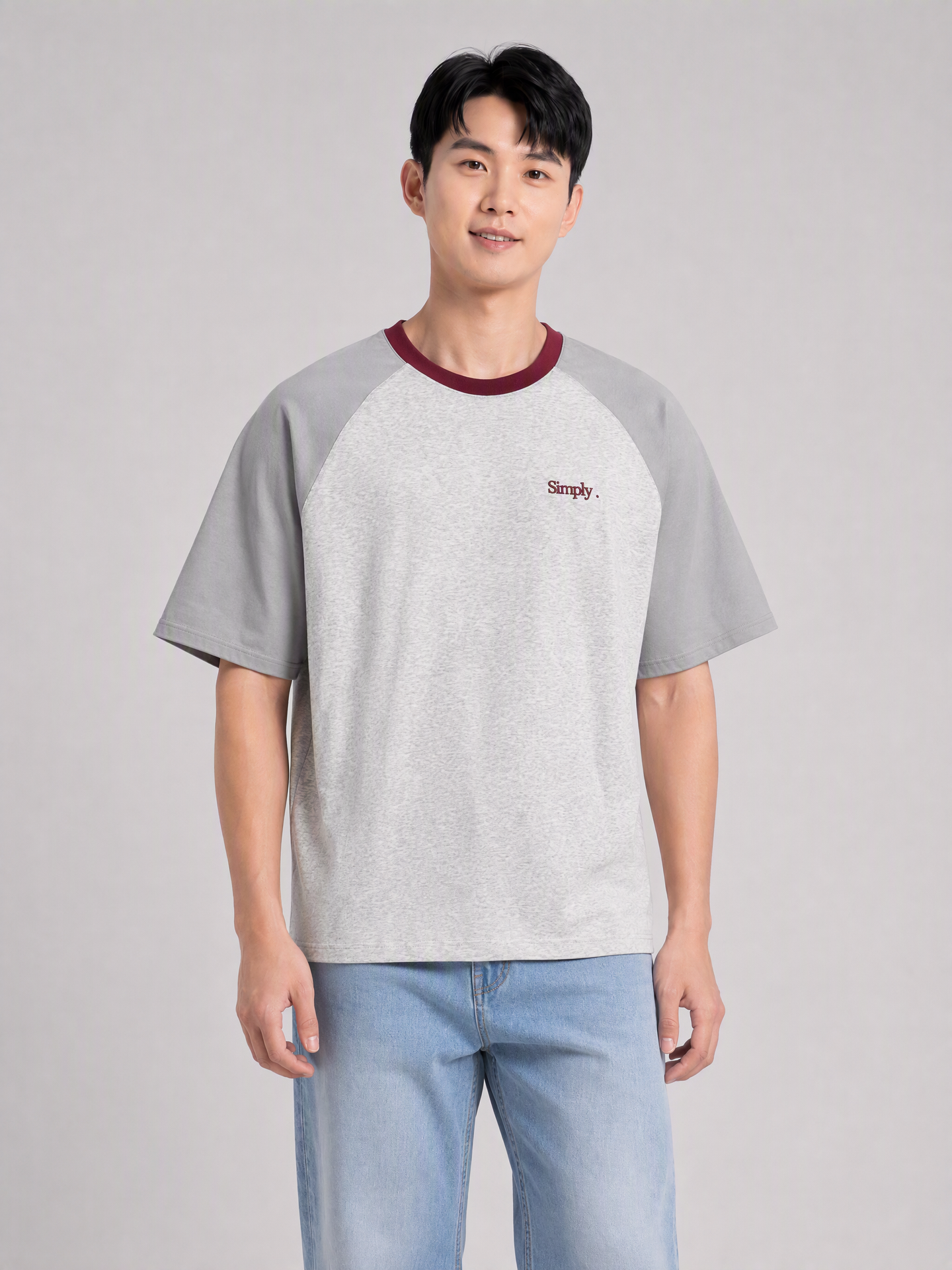 Simply. Unisex Oversized Tri-Colour T (Grey)