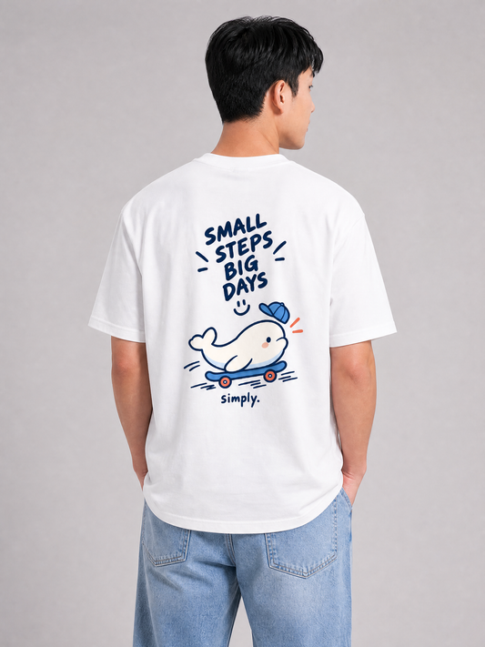 [Pre-Order] Simply. Beluga Unisex Oversized Graphic T [280 gsm - Long Staple Cotton] (White)