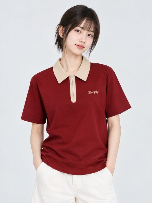 Simply. Unisex Zipper Polo (Hijau Alpukat)