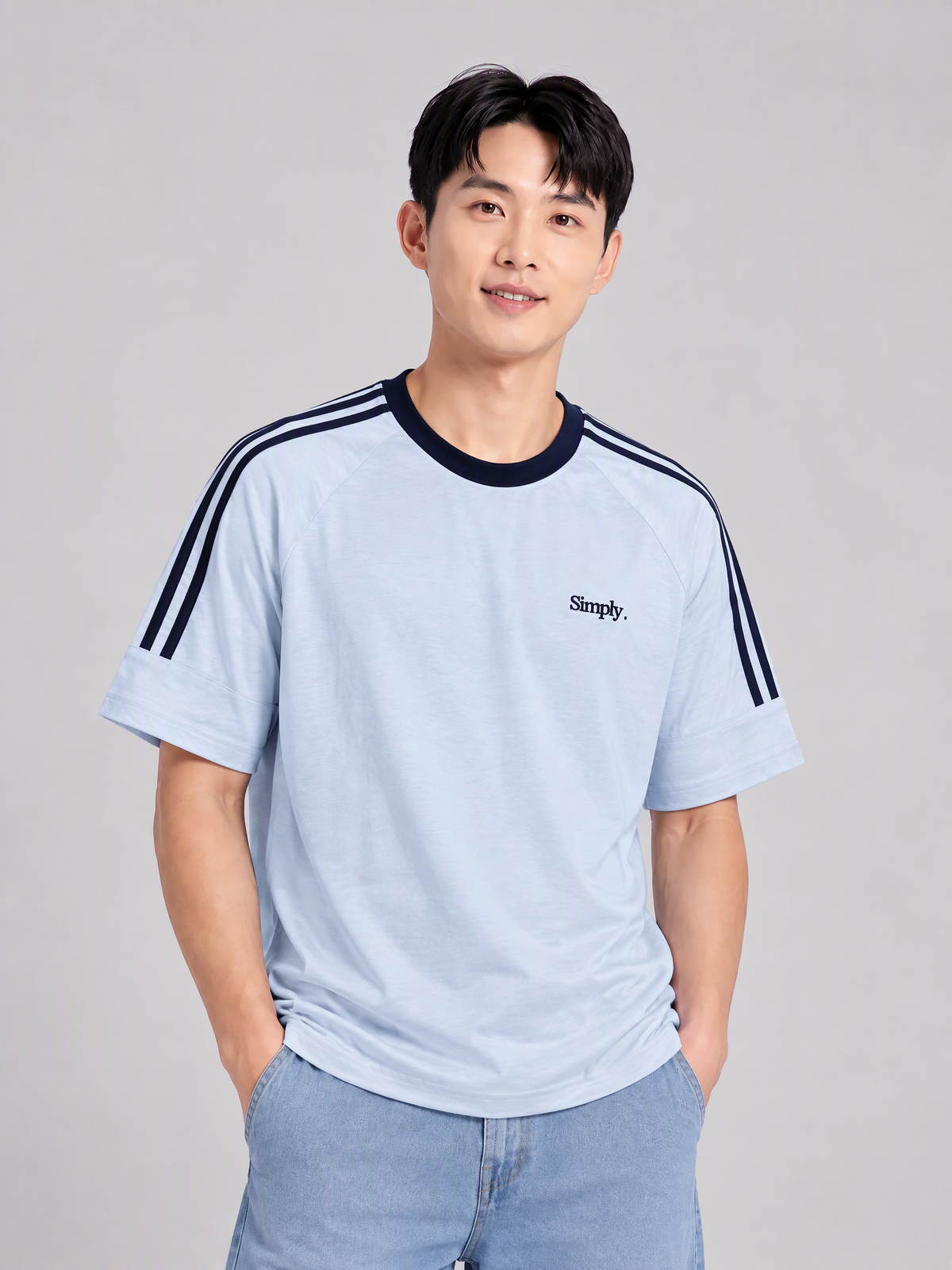 Half-Shoulder Striped Tee