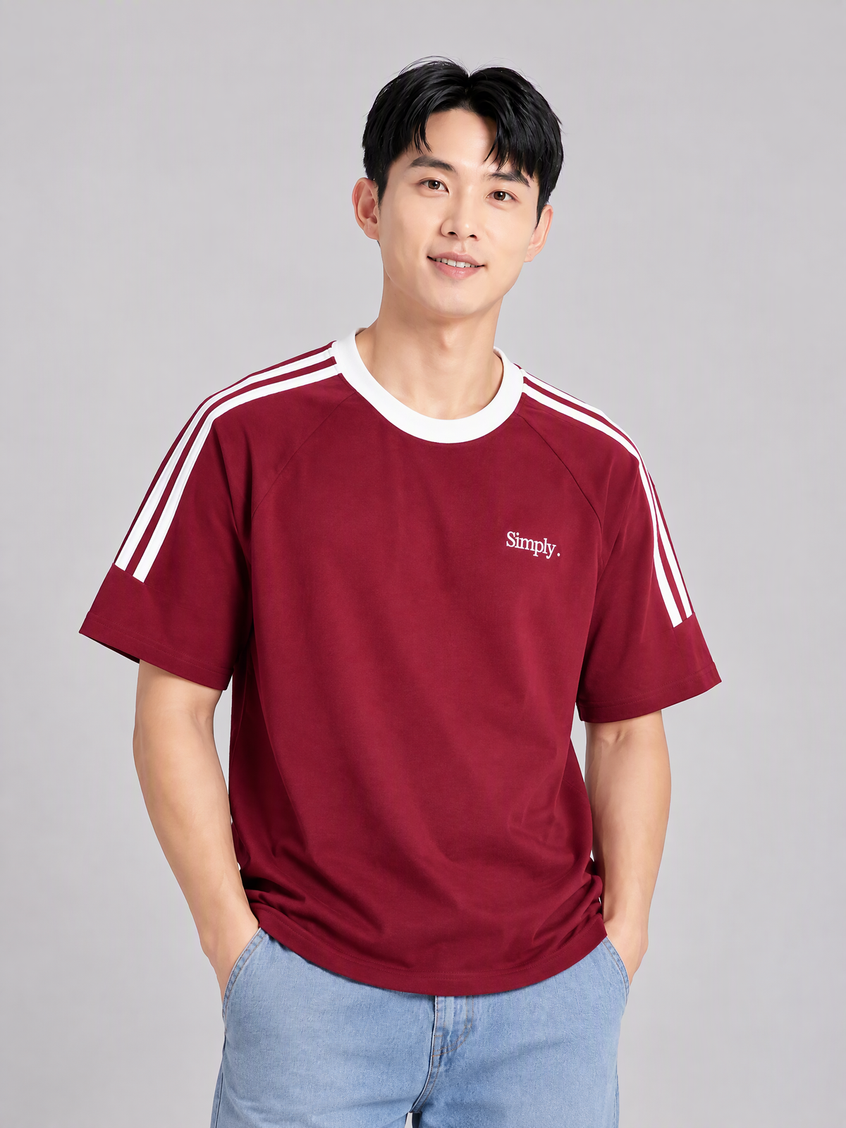 Half-Shoulder Striped Tee