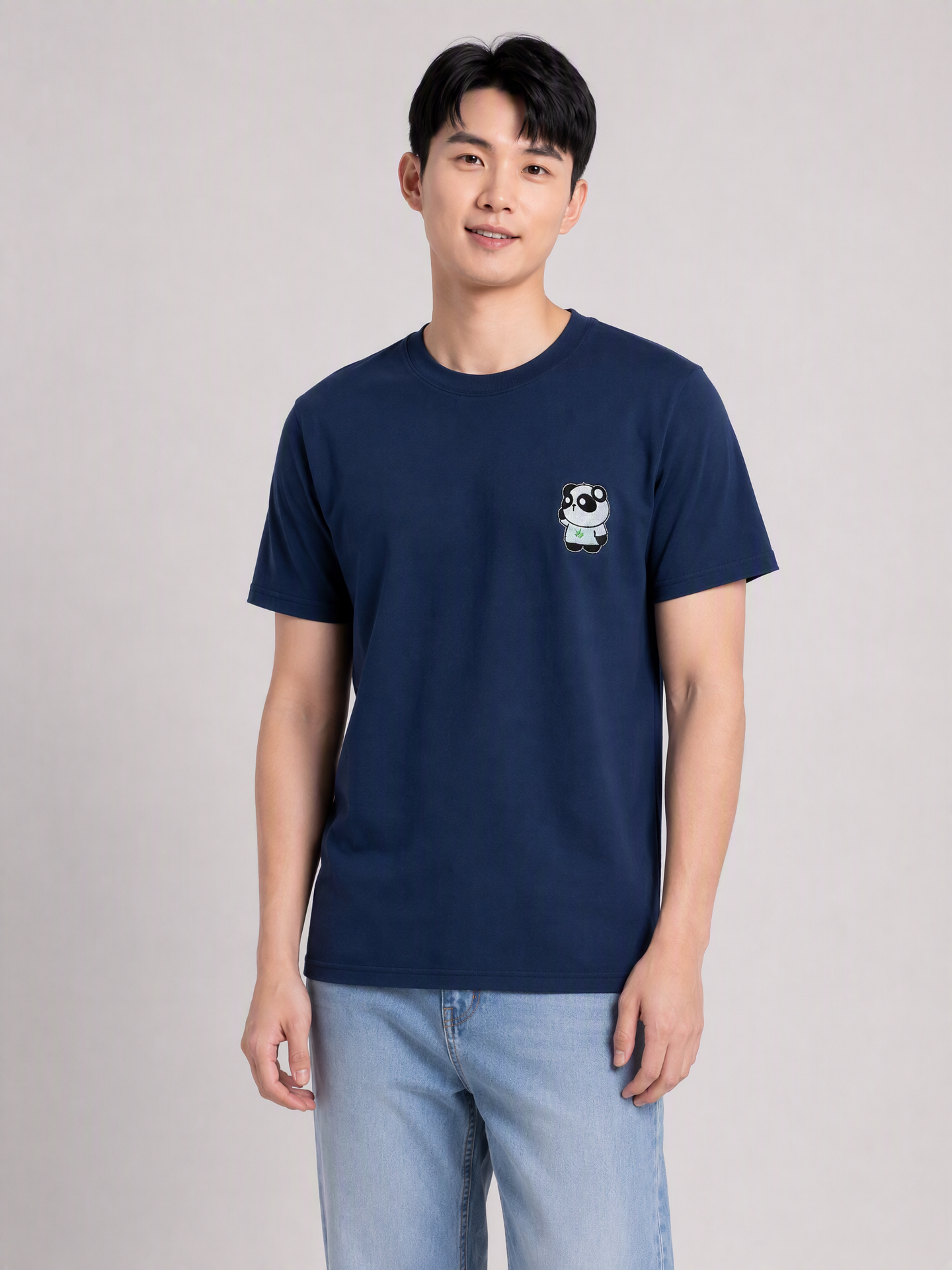 [CLEARANCE] Simply Unisex Embroidered Panda Thinking Tee (Navy) - Simply 